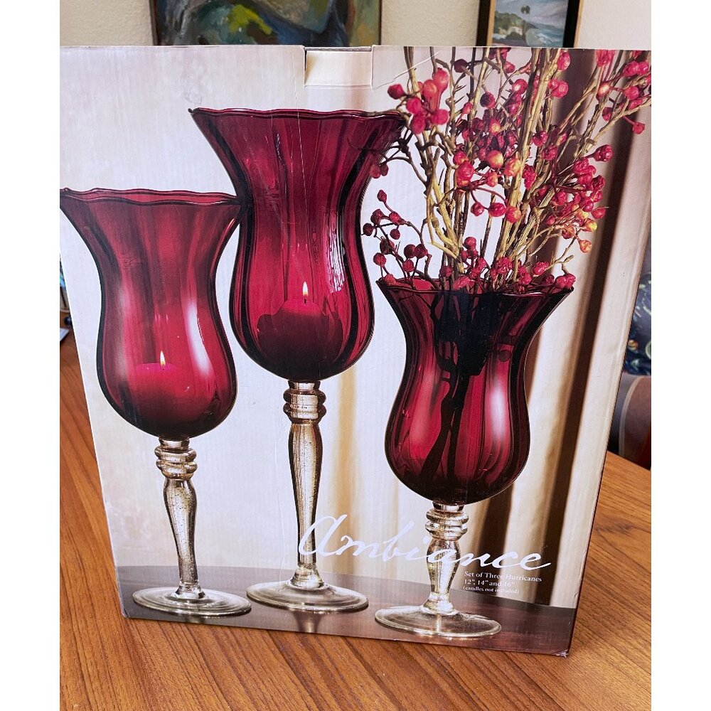Home Essentials and Beyond - Ambiance - Set of Three 3 Hurricanes